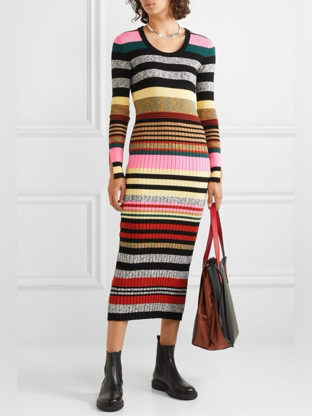 Kenzo Striped Ribbed Knit Dress